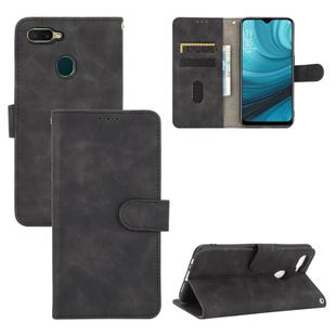 For OPPO A7(AX7) / A5s / AX5s / A12 Solid Color Skin Feel Magnetic Buckle Horizontal Flip Calf Texture PU Leather Case with Holder & Card Slots & Wallet(Black)