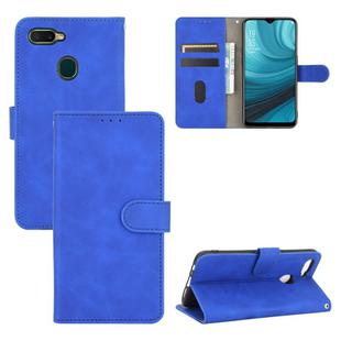 For OPPO A7(AX7) / A5s / AX5s / A12 Solid Color Skin Feel Magnetic Buckle Horizontal Flip Calf Texture PU Leather Case with Holder & Card Slots & Wallet(Blue)
