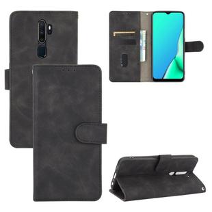 For OPPO A9 (2020) / A11 / A11X / A5 (2020) Solid Color Skin Feel Magnetic Buckle Horizontal Flip Calf Texture PU Leather Case with Holder & Card Slots & Wallet(Black)