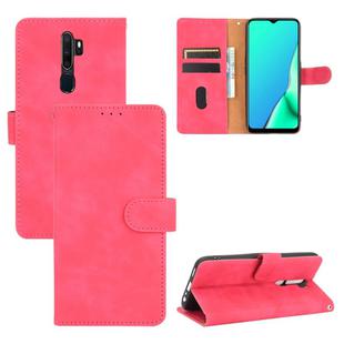 For OPPO A9 (2020) / A11 / A11X / A5 (2020) Solid Color Skin Feel Magnetic Buckle Horizontal Flip Calf Texture PU Leather Case with Holder & Card Slots & Wallet(Rose Red)