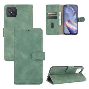 For OPPO A92s Solid Color Skin Feel Magnetic Buckle Horizontal Flip Calf Texture PU Leather Case with Holder & Card Slots & Wallet(Green)