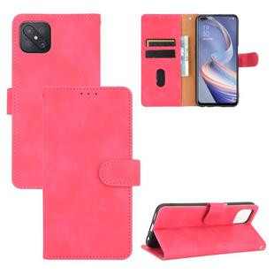 For OPPO A92s Solid Color Skin Feel Magnetic Buckle Horizontal Flip Calf Texture PU Leather Case with Holder & Card Slots & Wallet(Rose Red)