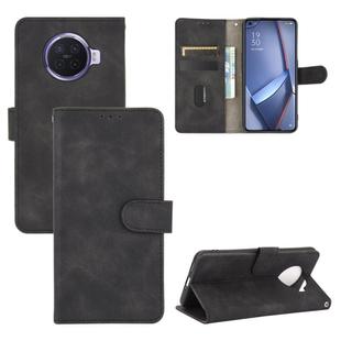 For OPPO Ace2 Solid Color Skin Feel Magnetic Buckle Horizontal Flip Calf Texture PU Leather Case with Holder & Card Slots & Wallet(Black)