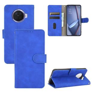 For OPPO Ace2 Solid Color Skin Feel Magnetic Buckle Horizontal Flip Calf Texture PU Leather Case with Holder & Card Slots & Wallet(Blue)