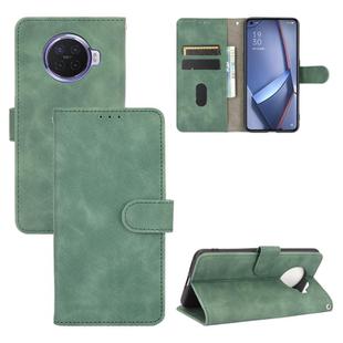 For OPPO Ace2 Solid Color Skin Feel Magnetic Buckle Horizontal Flip Calf Texture PU Leather Case with Holder & Card Slots & Wallet(Green)
