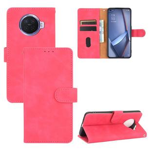 For OPPO Ace2 Solid Color Skin Feel Magnetic Buckle Horizontal Flip Calf Texture PU Leather Case with Holder & Card Slots & Wallet(Rose Red)