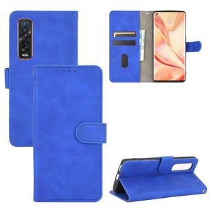 For OPPO Find X2 Pro Solid Color Skin Feel Magnetic Buckle Horizontal Flip Calf Texture PU Leather Case with Holder & Card Slots & Wallet(Blue)