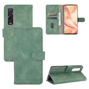 For OPPO Find X2 Pro Solid Color Skin Feel Magnetic Buckle Horizontal Flip Calf Texture PU Leather Case with Holder & Card Slots & Wallet(Green)