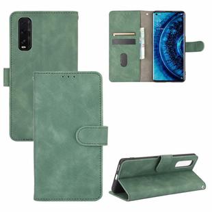 For OPPO Find X2 Solid Color Skin Feel Magnetic Buckle Horizontal Flip Calf Texture PU Leather Case with Holder & Card Slots & Wallet(Green)