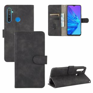 For OPPO Realme 5 Pro / Realme Q Solid Color Skin Feel Magnetic Buckle Horizontal Flip Calf Texture PU Leather Case with Holder & Card Slots & Wallet(Black)