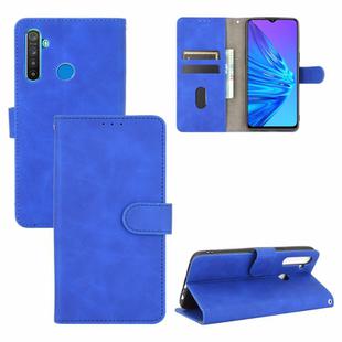 For OPPO Realme 5 Pro / Realme Q Solid Color Skin Feel Magnetic Buckle Horizontal Flip Calf Texture PU Leather Case with Holder & Card Slots & Wallet(Blue)