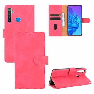 For OPPO Realme 5 / Realme 5s Solid Color Skin Feel Magnetic Buckle Horizontal Flip Calf Texture PU Leather Case with Holder & Card Slots & Wallet(Rose Red)