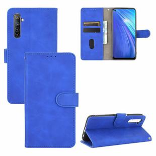 For OPPO Realme 6 Solid Color Skin Feel Magnetic Buckle Horizontal Flip Calf Texture PU Leather Case with Holder & Card Slots & Wallet(Blue)