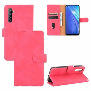 For OPPO Realme 6 Solid Color Skin Feel Magnetic Buckle Horizontal Flip Calf Texture PU Leather Case with Holder & Card Slots & Wallet(Rose Red)