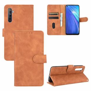 For OPPO Realme 6 Solid Color Skin Feel Magnetic Buckle Horizontal Flip Calf Texture PU Leather Case with Holder & Card Slots & Wallet(Brown)