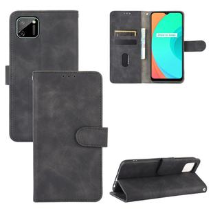 For OPPO Realme C11 Solid Color Skin Feel Magnetic Buckle Horizontal Flip Calf Texture PU Leather Case with Holder & Card Slots & Wallet(Black)