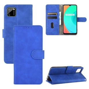 For OPPO Realme C11 Solid Color Skin Feel Magnetic Buckle Horizontal Flip Calf Texture PU Leather Case with Holder & Card Slots & Wallet(Blue)