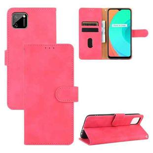 For OPPO Realme C11 Solid Color Skin Feel Magnetic Buckle Horizontal Flip Calf Texture PU Leather Case with Holder & Card Slots & Wallet(Rose Red)