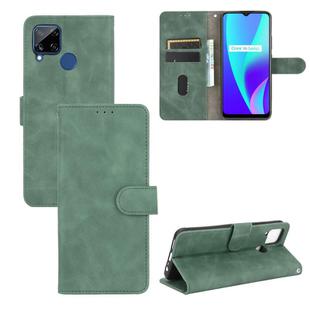 For OPPO Realme C15 Solid Color Skin Feel Magnetic Buckle Horizontal Flip Calf Texture PU Leather Case with Holder & Card Slots & Wallet(Green)