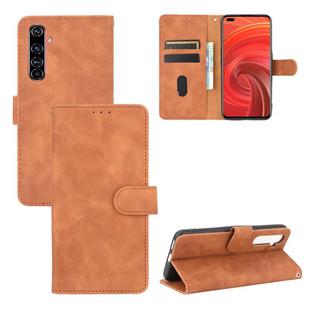 For OPPO Realme X50 Pro / X50 Pro 5G Solid Color Skin Feel Magnetic Buckle Horizontal Flip Calf Texture PU Leather Case with Holder & Card Slots & Wallet(Brown)