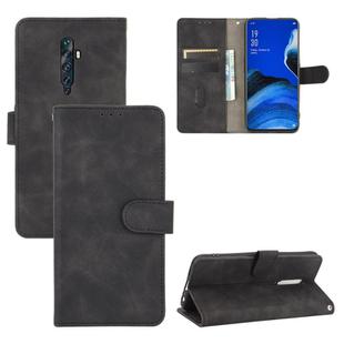 For OPPO Reno2 Z / F Solid Color Skin Feel Magnetic Buckle Horizontal Flip Calf Texture PU Leather Case with Holder & Card Slots & Wallet(Black)