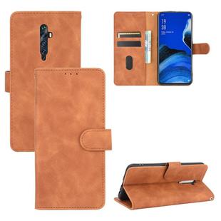 For OPPO Reno2 Z / F Solid Color Skin Feel Magnetic Buckle Horizontal Flip Calf Texture PU Leather Case with Holder & Card Slots & Wallet(Brown)