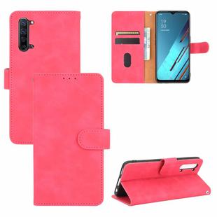 For OPPO Reno3 5G / Find X2 Lite Solid Color Skin Feel Magnetic Buckle Horizontal Flip Calf Texture PU Leather Case with Holder & Card Slots & Wallet(Rose Red)