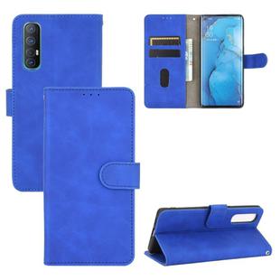 For OPPO Reno3 Pro 5G Solid Color Skin Feel Magnetic Buckle Horizontal Flip Calf Texture PU Leather Case with Holder & Card Slots & Wallet(Blue)