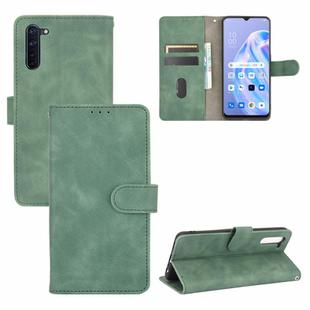 For OPPO Reno3 A(Japanese Version) Solid Color Skin Feel Magnetic Buckle Horizontal Flip Calf Texture PU Leather Case with Holder & Card Slots & Wallet(Green)