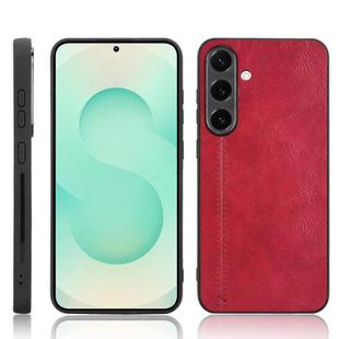 For Samsung Galaxy S25+ 5G Cow Pattern Sewing Back Cover Phone Case(Red)