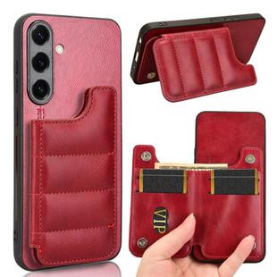 For Samsung Galaxy S25+ 5G Cow Pattern Sewing Card Bag Phone Case(Red)