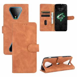 For Xiaomi Black Shark 3 Solid Color Skin Feel Magnetic Buckle Horizontal Flip Calf Texture PU Leather Case with Holder & Card Slots & Wallet(Brown)