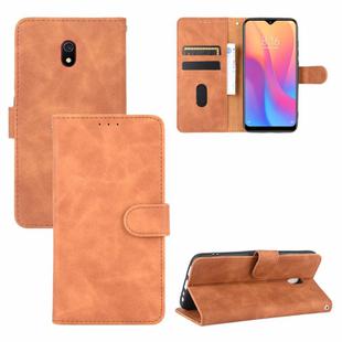 For Xiaomi Redmi 8A Solid Color Skin Feel Magnetic Buckle Horizontal Flip Calf Texture PU Leather Case with Holder & Card Slots & Wallet(Brown)
