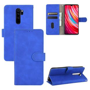 For Xiaomi Redmi Note 8 Pro Solid Color Skin Feel Magnetic Buckle Horizontal Flip Calf Texture PU Leather Case with Holder & Card Slots & Wallet(Blue)
