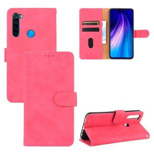 For Xiaomi Redmi Note 8 Solid Color Skin Feel Magnetic Buckle Horizontal Flip Calf Texture PU Leather Case with Holder & Card Slots & Wallet(Rose Red)