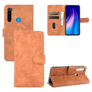 For Xiaomi Redmi Note 8 Solid Color Skin Feel Magnetic Buckle Horizontal Flip Calf Texture PU Leather Case with Holder & Card Slots & Wallet(Brown)