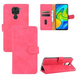 For Xiaomi Redmi Note 9 Solid Color Skin Feel Magnetic Buckle Horizontal Flip Calf Texture PU Leather Case with Holder & Card Slots & Wallet(Rose Red)