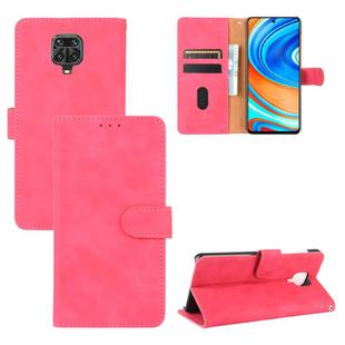 For Xiaomi Redmi Note 9S Solid Color Skin Feel Magnetic Buckle Horizontal Flip Calf Texture PU Leather Case with Holder & Card Slots & Wallet(Rose Red)