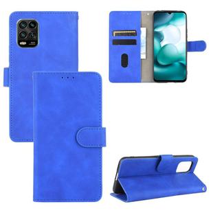 For Xiaomi Mi 10 Lite Solid Color Skin Feel Magnetic Buckle Horizontal Flip Calf Texture PU Leather Case with Holder & Card Slots & Wallet(Blue)