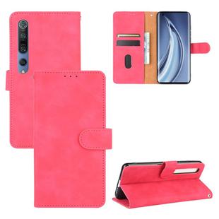 For Xiaomi Mi 10 Solid Color Skin Feel Magnetic Buckle Horizontal Flip Calf Texture PU Leather Case with Holder & Card Slots & Wallet(Rose Red)