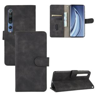 For Xiaomi Mi 10 Pro Solid Color Skin Feel Magnetic Buckle Horizontal Flip Calf Texture PU Leather Case with Holder & Card Slots & Wallet(Black)