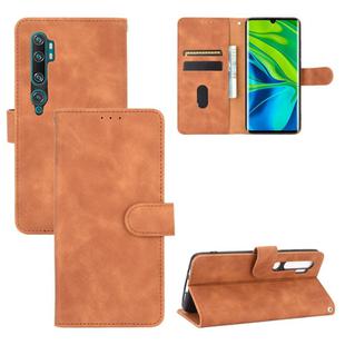 For Xiaomi Mi CC9 Pro Solid Color Skin Feel Magnetic Buckle Horizontal Flip Calf Texture PU Leather Case with Holder & Card Slots & Wallet(Brown)