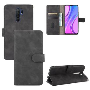 For Xiaomi Redmi 9 Solid Color Skin Feel Magnetic Buckle Horizontal Flip Calf Texture PU Leather Case with Holder & Card Slots & Wallet(Black)