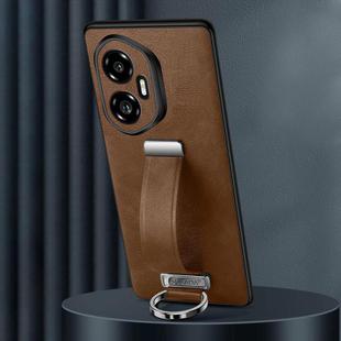 For Honor 300 SULADA PC Hybrid Leather Texture Skin Feel Shockproof Phone Case(Brown)