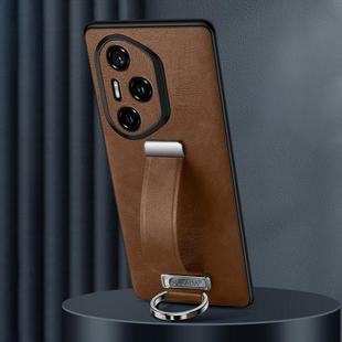 For Honor 300 Pro SULADA PC Hybrid Leather Texture Skin Feel Shockproof Phone Case(Brown)