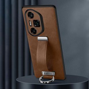 For Honor 300 Ultra SULADA PC Hybrid Leather Texture Skin Feel Shockproof Phone Case(Brown)