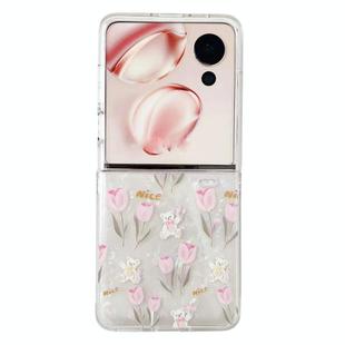 For Honor Magic V Flip Shell Texture Flower Pattern Protective Phone Case(Tulip)