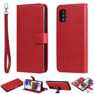 For Samsung Galaxy A51 5G 2 in 1 Solid Color Detachable PU Leather Case with Card Slots & Magnetic Holder & Photo Frame & Wallet & Strap(Red)