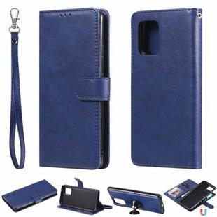 For Samsung Galaxy A91 / S10 Lite 2 in 1 Solid Color Detachable PU Leather Case with Card Slots & Magnetic Holder & Photo Frame & Wallet & Strap(Blue)