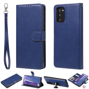 For Samsung Galaxy Note 20 Ultra 2 in 1 Solid Color Detachable PU Leather Case with Card Slots & Magnetic Holder & Photo Frame & Wallet & Strap(Blue)